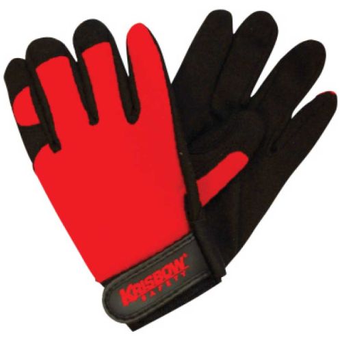 WORK GLOVE (L) BLACK RED LEATHER SRSG201