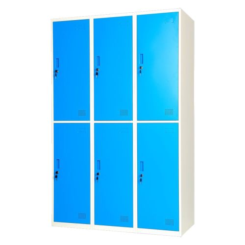 LOCKER 6 DOORS MULTI COLUMN BLUE