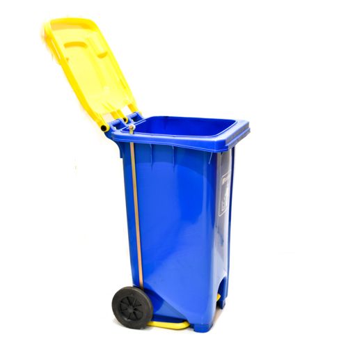 DUST BIN BLUE 120L PEDAL & YELLOW LID