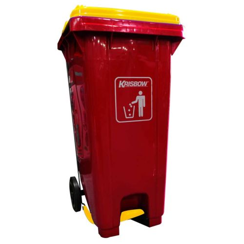 DUST BIN RED 120L PEDAL & YELLOW LID